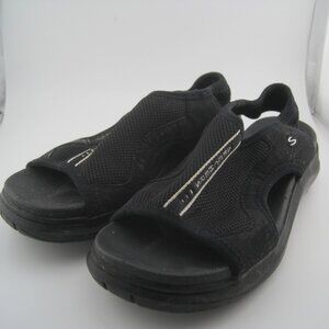 Skechers Sport Sandals Womens 7 Slingback Black Mesh Suede Slip On Open 45193
